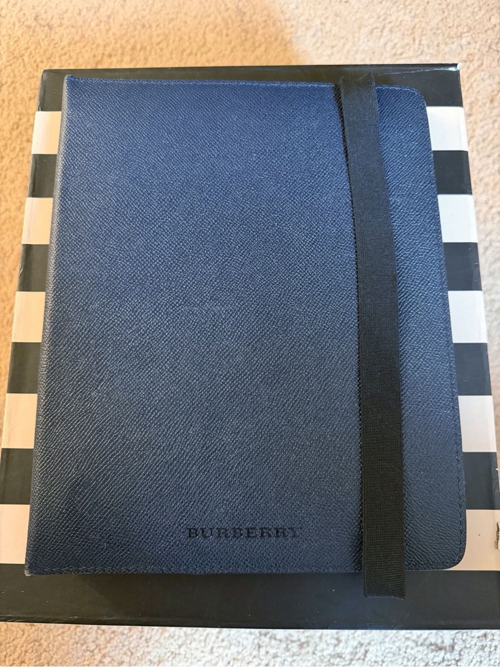 Burberry Navy Blue Pebbled Leather Tablet Case